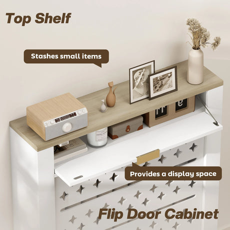 HOMCOM 78 x 19 cm Minimal Radiator Cover, with Drawer - White