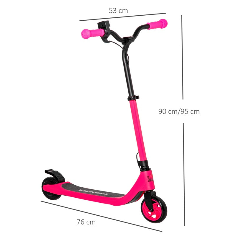 HOMCOM Electric Scooter, 120W Motor E-Scooter, Adjustable Height, Rear Brake for Ages 6+ Years - Pink