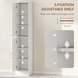 kleankin Tall Bathroom Cabinet with Mirror and Adjustable Shelf - High Gloss White