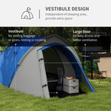 Outsunny Two-Man Dome Tent, with Front Vestibule - Blue/Grey