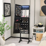 Free Standing Full Length Jewelry Armoire with Lights-Black
