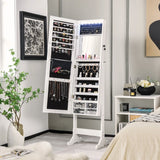 Free Standing Full Length Jewelry Armoire with Lights-White