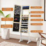 Free Standing Full Length Jewelry Armoire with Lights-White