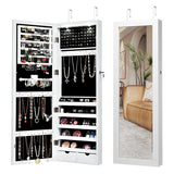 Lockable Jewelry Cabinet with 2 LED Lights for Daily Makeup