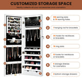 Lockable Jewelry Cabinet with 2 LED Lights for Daily Makeup