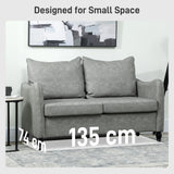 HOMCOM Faux Leather Marble-Effect Two-Seater Sofa - Grey