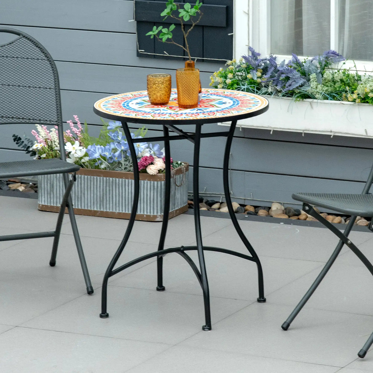 Outsunny 60cm Mosaic Outdoor Patio Table - Red