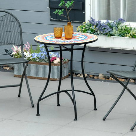 Outsunny 60cm Mosaic Outdoor Patio Table - Red
