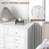 HOMCOM Modern Chest of Drawers, 5 Drawer Storage Cabinet with Metal Handles and Runners for Bedroom, White