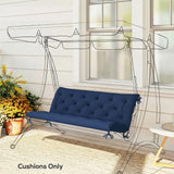 Outsunny 3 Seater Bench Cushion, Garden Chair Cushion with Back and Ties for Indoor and Outdoor Use, 98 x 150 cm, Dark Blue