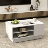 Wooden coffee table with storage space &amp; open compartments living room table side table sofa table white
