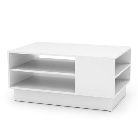 Wooden coffee table with storage space &amp; open compartments living room table side table sofa table white