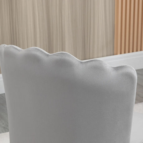 HOMCOM Shell Dining Chairs Set of 2, Upholstered Kitchen Chairs with Gold Metal Legs and Backrest, Velvet Fabric Lounge Leisure Chairs for Living Room, Reception Room, Grey