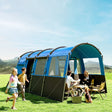 Outsunny 8-Person Camping Tent, Waterproof Family Tent, Tunnel Design, 4 Large Windows, Sleeping Cabins 3000mm Water Column Blue