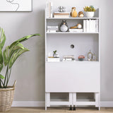 HOMCOM Foldable Desktop, Computer Desk with Storage Shelves, 80 x 69 x 155 cm, White