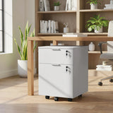 HOMCOM Two-Drawer Lockable Filing Cabinet - White