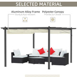 Outsunny 4 x 3(m) Aluminium Pergola with Retractable Roof, Garden Gazebo Canopy Shelter for Outdoor, Patio, Cream White