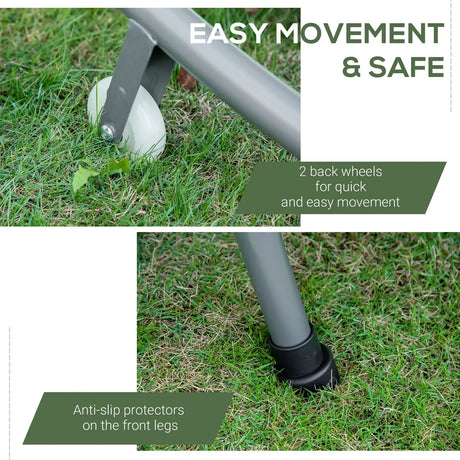 Outsunny Double Sun Lounger with Adjustable Detachable Canopy, Portable Garden Daybed for 2 with Wheels, Outdoor Sunbed Hammock with 2 Pillows, 220 KG Max. Load, White