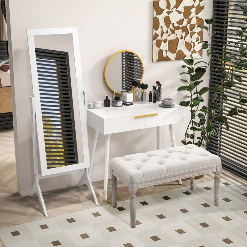 HOMCOM Freestanding Dressing Mirror Bedroom Tall Adjustable Angle 148x47cm White