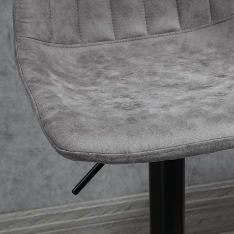 HOMCOM Modern Bar Stools Set of 2, Height Adjustable Swivel Bar Chairs with Backrest, Gas Lift and Footrest, Microfibre Barstools for Breakfast Counter, Kitchen Island, Grey