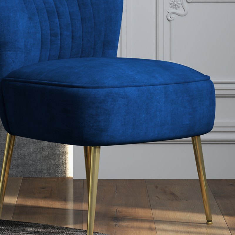 HOMCOM Velvet-Feel Tub Accent Chair - Dark Blue