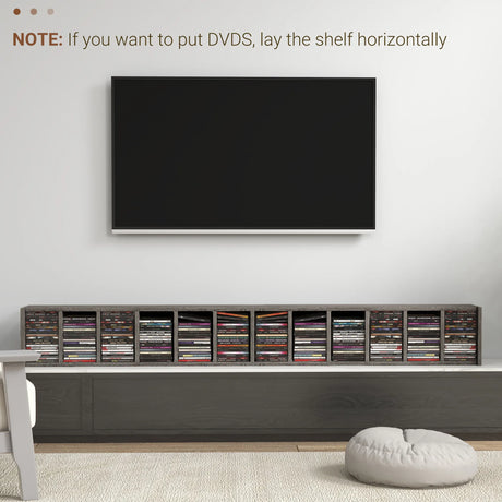 HOMCOM Set of Two 102 CD Storage Units - Dark Wood-Effect
