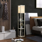 HOMCOM Three-Shelf Standing Lamp - Oak/White