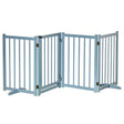 PawHut Pet Gate Wooden Foldable Dog Safety Barrier w/ 4 Panels for Small and Medium Dogs Blue