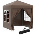 Outsunny 2 x 2 m Garden Pop Up Gazebo, Wedding Party Tent Marquee, Water Resistant Awning Canopy with Sidewalls, Windows, Carry Bag, Coffee