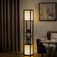 HOMCOM Floor Lamp with Shelves, Dual Light, Modern Tall Standing Lamps for Living Room, Bedroom, with Chain Switch, Bulb not Included, Black