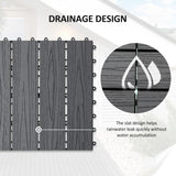 Outsunny WPC Interlocking Decking Tiles, Pack of 11 Interlocking Patio Paving Slabs, 30 x 30 x 2.2 cm, Grey