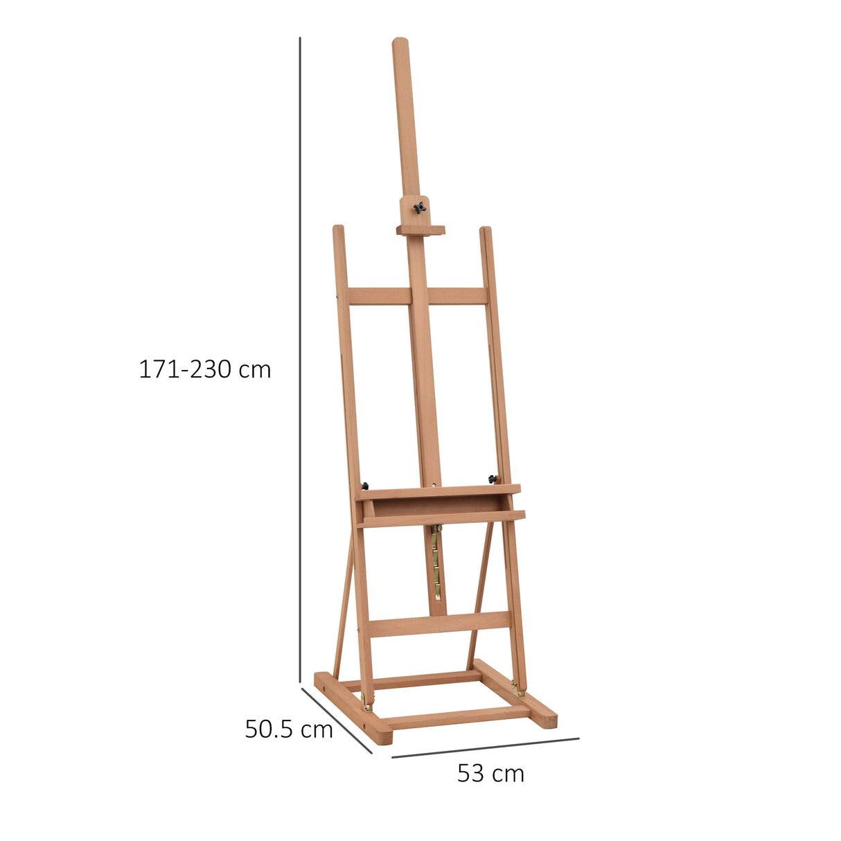 Vinsetto Wooden Easel Stand H-Frame Artist Easel with 171-230cm Adjustable Height and 0-80 Working Angles Beech Wood Art Easel for Displaying Painting Wedding Sign Nature Wood Finish