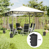 Outsunny Set of 4 Gazebo Weights Sand Bags, Gazebo Water Weights Bags with Carry Handles for Garden Marquee, Parasol, Black
