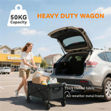 Outsunny 81L Festival Trolley on Wheels, Compact Garden Folding Trolley Cart with Adjustable Handle 80L Black