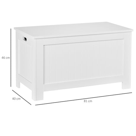 HOMCOM Lift Top Storage Chest Toy Box Organizer with Lid and Safety Hinges for Bedroom Entryway Living Room - White