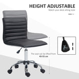 HOMCOM Adjustable Swivel Office Chair with Armless Mid-Back in PU Leather and Chrome Base - Black