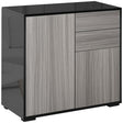 HOMCOM High Gloss Frame Sideboard, Side Cabinet, Push-Open Design with 2 Drawer for Living Room, Bedroom, Light Grey and Black