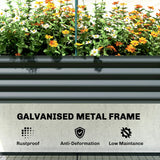 Outsunny Galvanised Raised Planter with Greenhouse Cover, Metal Raised Garden Bed on Legs with Bed Liner and Bottom Shelf