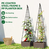 Outsunny Raised Bed for Garden, Raised Garden Bed Planter Box with Trellis, Self Watering, Drainage Holes and Plugs