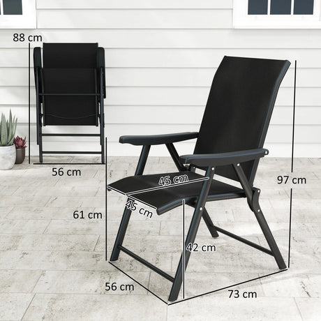 Outsunny Set of Two Folding Outdoor Chairs - Black