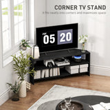 HOMCOM Corner TV Stand with 2 Open Shelves for 47 Inch TV - Black
