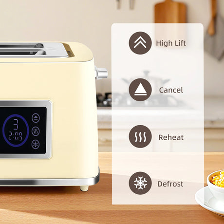 HOMCOM Touch Screen Kettle and Toaster Set - Cream