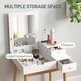HOMCOM Dressing Table with Flip-up Mirror, Makeup Desk with 2 Drawers, Vanity Table Writing Desk for Bedroom Living Room, White