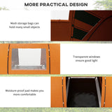 Outsunny 4-6 Man Camping Tent with Living Area and 2 Bedrooms, Hiking Sun Shelter, UV Protection Tunnel Tent, Orange