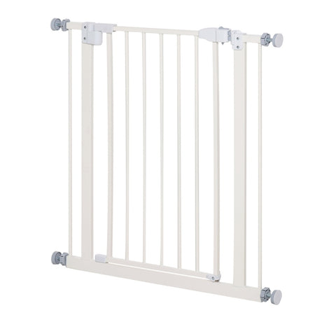 PawHut Pressure Fit Safety Gate, Adjustable Dog Gate, Pet Barrier for for Doorways, Staircases and Hallways with Auto Close, Double Locking, Opening 74-80cm, White