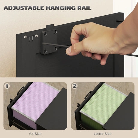 HOMCOM 3-Drawer Filing Cabinet with Lock - Black