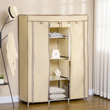 HOMCOM Fabric Wardrobe, with Rails and Shelves - Beige