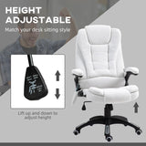 Vinsetto Massage Recliner Chair Heated Office Chair with Six Massage Points Linen-Feel Fabric 360 Swivel Wheels Cream White