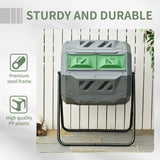 Outsunny 160L 360 Rotating Dual Chamber Composter - Grey