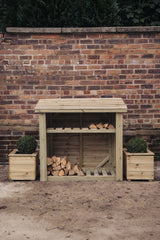 4FT X 4FT LOG STORE WITH KINDLING SHELF